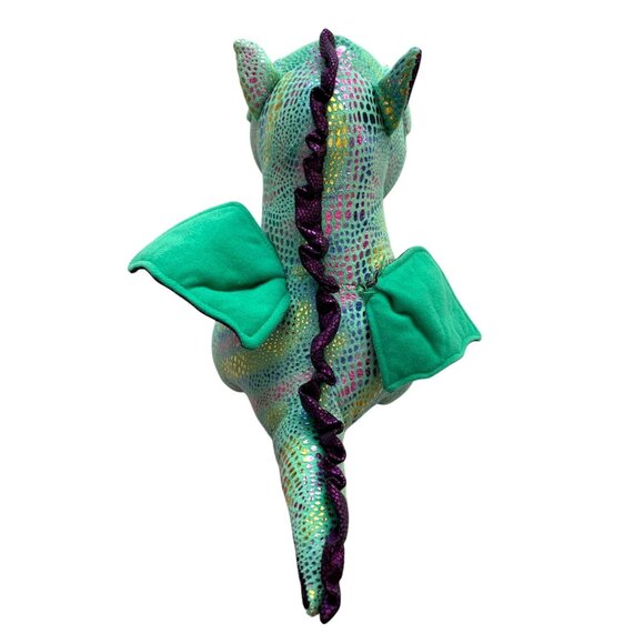 Ty Beanie Boos Medium 9 in Tall Green Dragon Cinder Stuffed Animal Toy Metallic - Picture 3 of 5